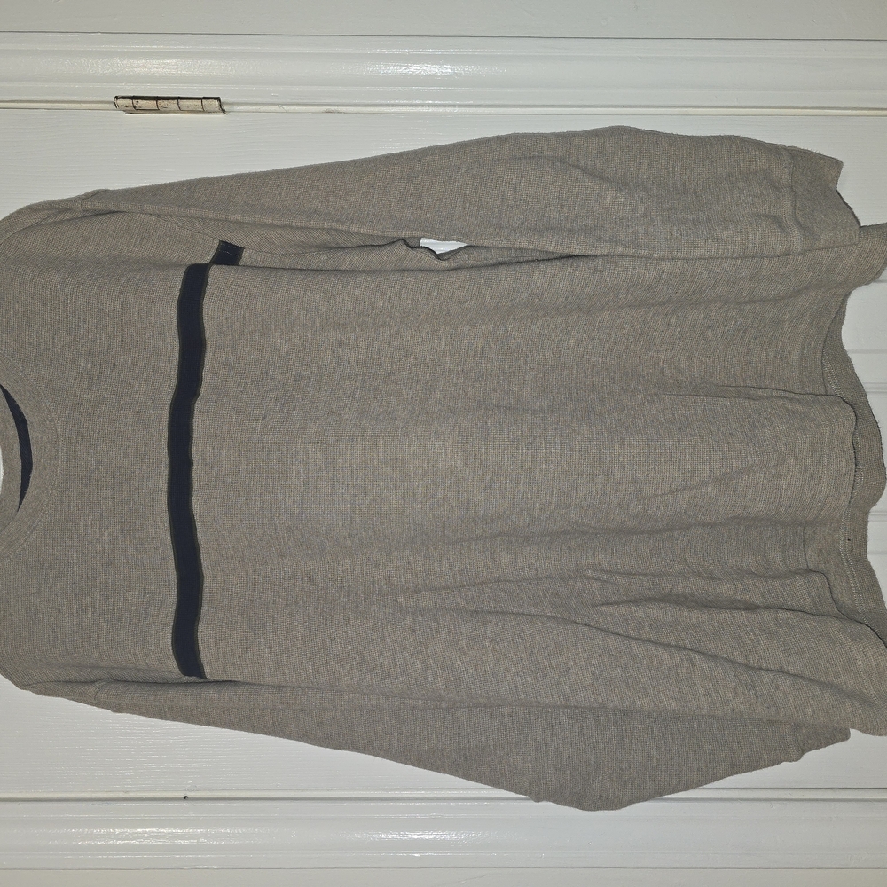 Gray Long Sleeve Shirt with Black Stripe
